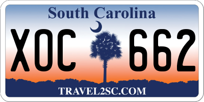SC license plate XOC662