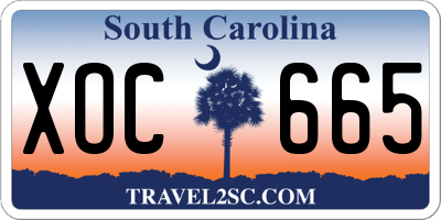 SC license plate XOC665