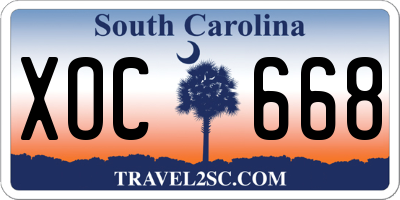 SC license plate XOC668