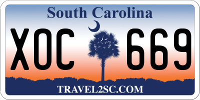 SC license plate XOC669