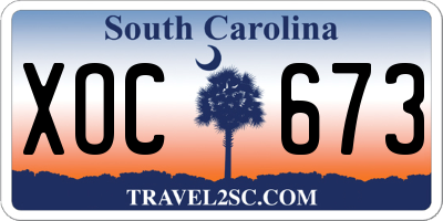 SC license plate XOC673