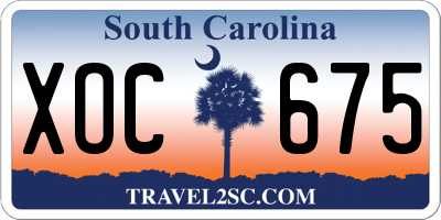SC license plate XOC675