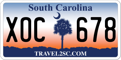 SC license plate XOC678