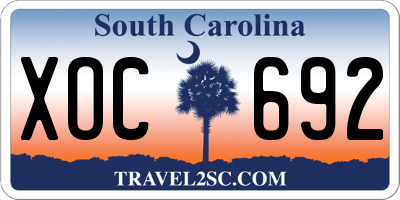 SC license plate XOC692