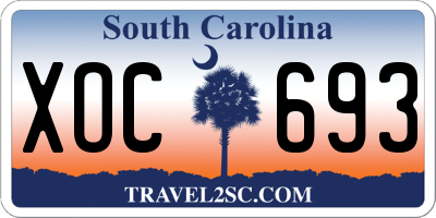 SC license plate XOC693
