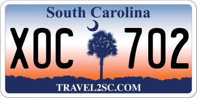 SC license plate XOC702