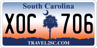 SC license plate XOC706