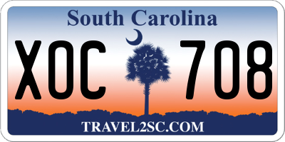 SC license plate XOC708