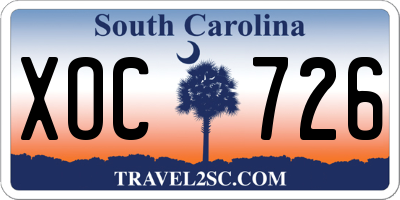 SC license plate XOC726