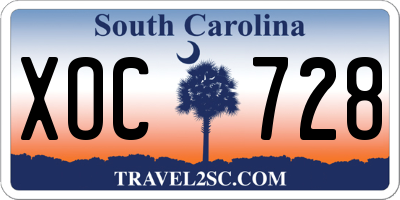 SC license plate XOC728