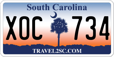 SC license plate XOC734