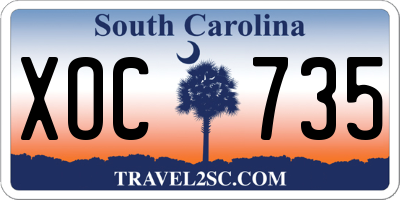 SC license plate XOC735