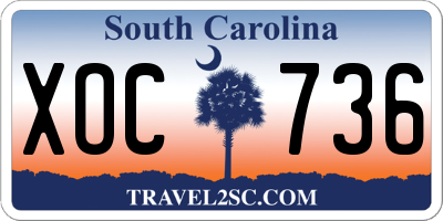 SC license plate XOC736