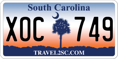 SC license plate XOC749
