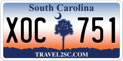 SC license plate XOC751