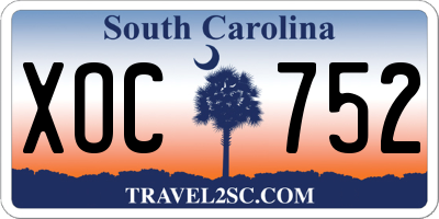 SC license plate XOC752