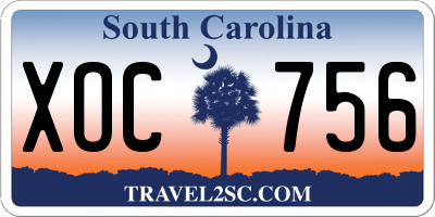 SC license plate XOC756