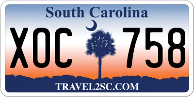 SC license plate XOC758