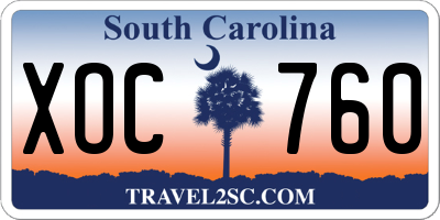 SC license plate XOC760