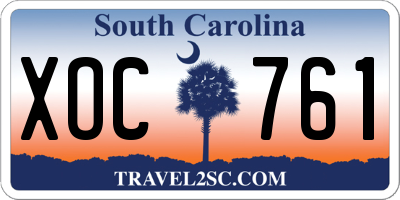 SC license plate XOC761