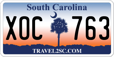 SC license plate XOC763