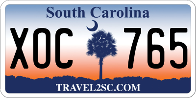 SC license plate XOC765