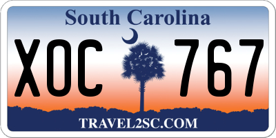SC license plate XOC767