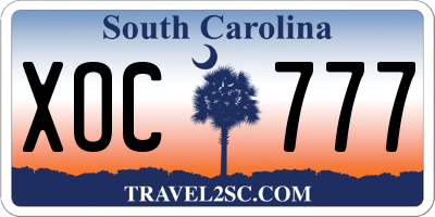 SC license plate XOC777