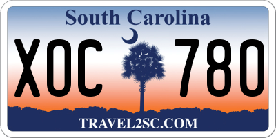 SC license plate XOC780