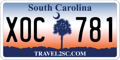 SC license plate XOC781