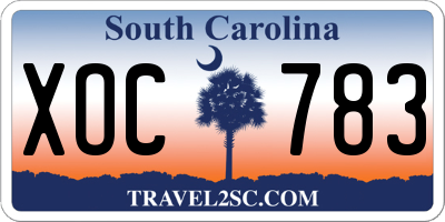 SC license plate XOC783