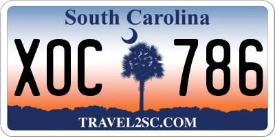 SC license plate XOC786