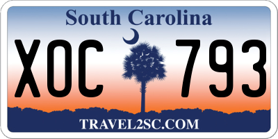 SC license plate XOC793