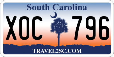 SC license plate XOC796