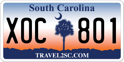 SC license plate XOC801