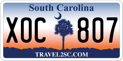 SC license plate XOC807
