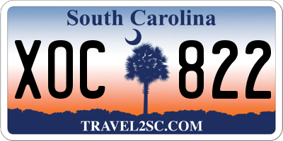SC license plate XOC822