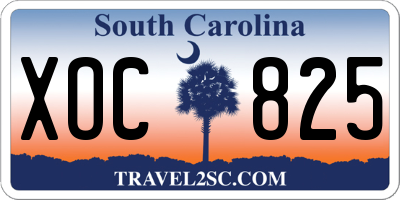 SC license plate XOC825