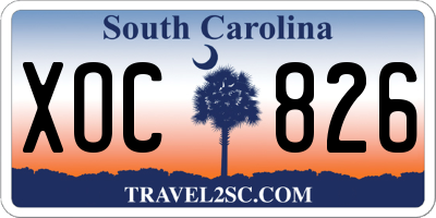 SC license plate XOC826