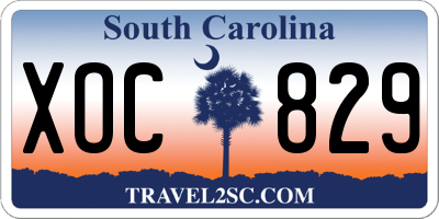 SC license plate XOC829