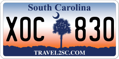SC license plate XOC830