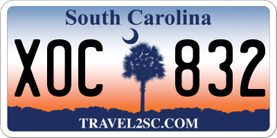 SC license plate XOC832