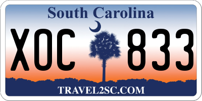 SC license plate XOC833