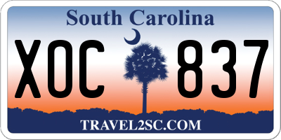SC license plate XOC837