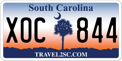 SC license plate XOC844