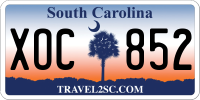 SC license plate XOC852