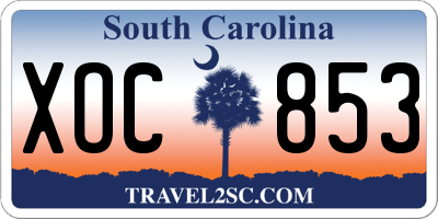 SC license plate XOC853