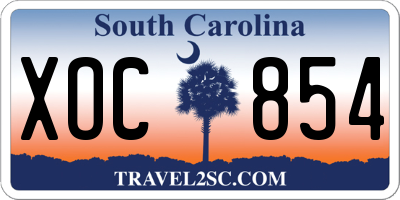 SC license plate XOC854