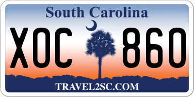 SC license plate XOC860