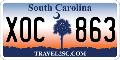 SC license plate XOC863